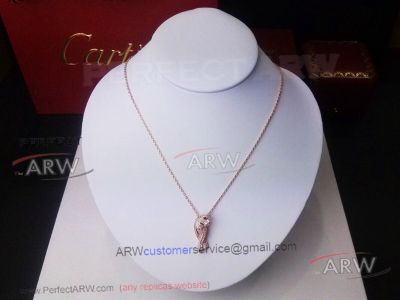 Perfect Replica Cartier AAAA Diamond Rose Gold Leopard Necklace